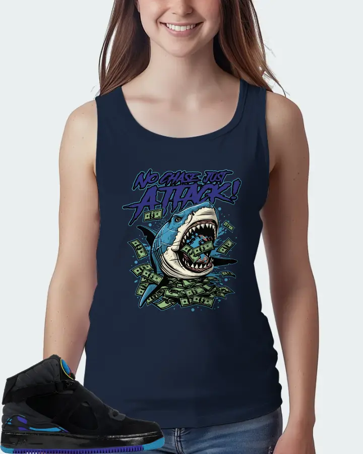 Jordan AJF 8 Sneaker Matching Navy Tank Top (No Chase, Just Attack) - View 5