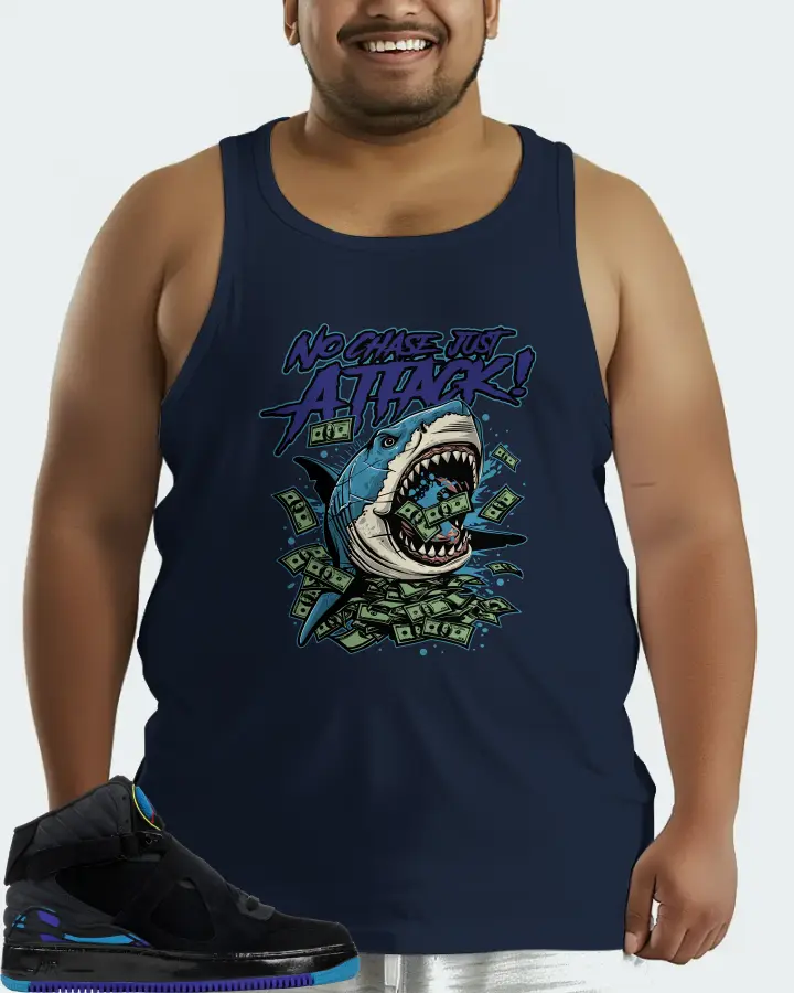 Jordan AJF 8 Sneaker Matching Navy Tank Top (No Chase, Just Attack) - View 6