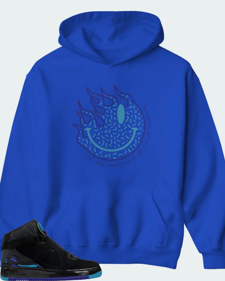 Jordan AJF 8 Sneaker Matching Royal Blue Hoodie (Keep Smiling) - View 1