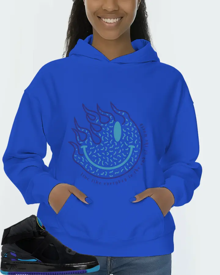 Jordan AJF 8 Sneaker Matching Royal Blue Hoodie (Keep Smiling) - View 3