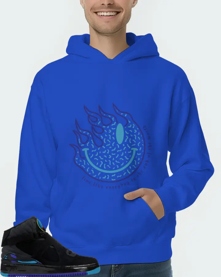 Jordan AJF 8 Sneaker Matching Royal Blue Hoodie (Keep Smiling) - View 4