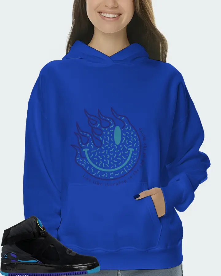 Jordan AJF 8 Sneaker Matching Royal Blue Hoodie (Keep Smiling) - View 5