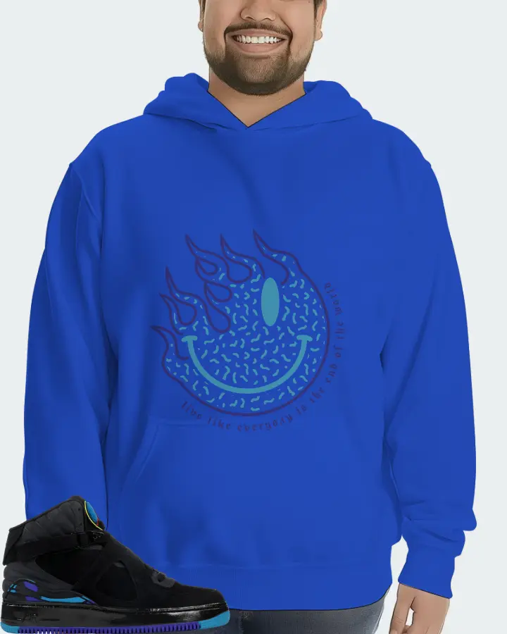 Jordan AJF 8 Sneaker Matching Royal Blue Hoodie (Keep Smiling) - View 6