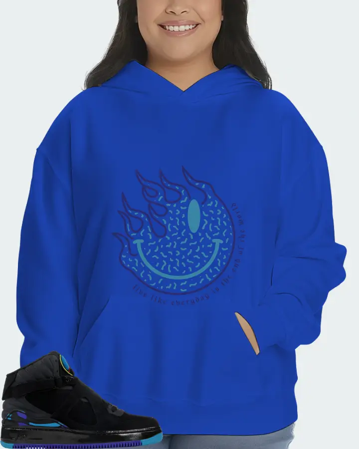 Jordan AJF 8 Sneaker Matching Royal Blue Hoodie (Keep Smiling) - View 7