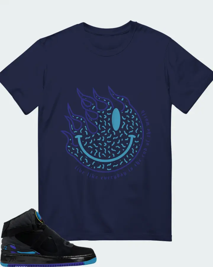 Jordan AJF 8 Sneaker Matching Navy Gildan T-Shirt (Keep Smiling) - View 1