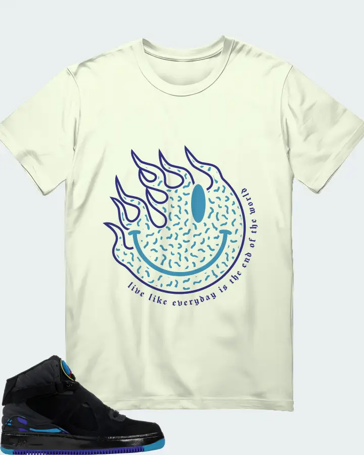 Jordan AJF 8 Sneaker Matching Citron Gildan T-Shirt (Keep Smiling) - View 1