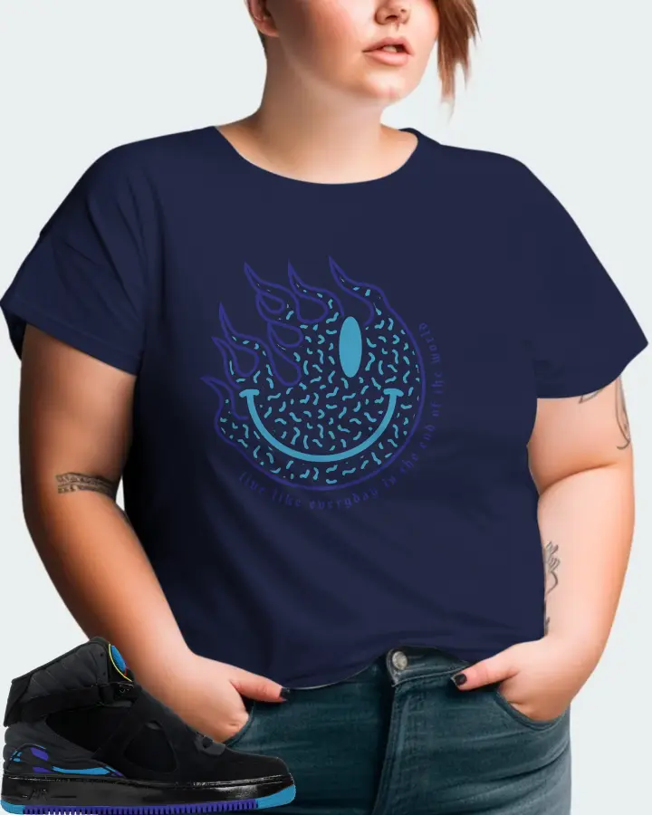 Jordan AJF 8 Sneaker Matching Navy Gildan T-Shirt (Keep Smiling) - View 11