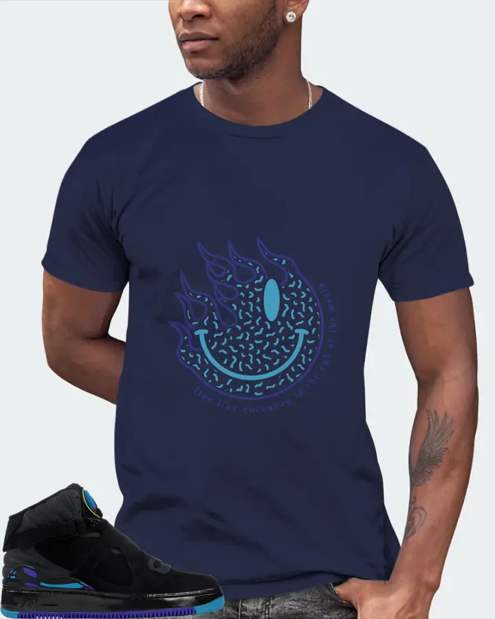 Jordan AJF 8 Sneaker Matching Navy Gildan T-Shirt (Keep Smiling) - View 2