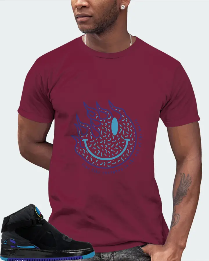 Jordan AJF 8 Sneaker Matching Maroon Gildan T-Shirt (Keep Smiling) - View 2
