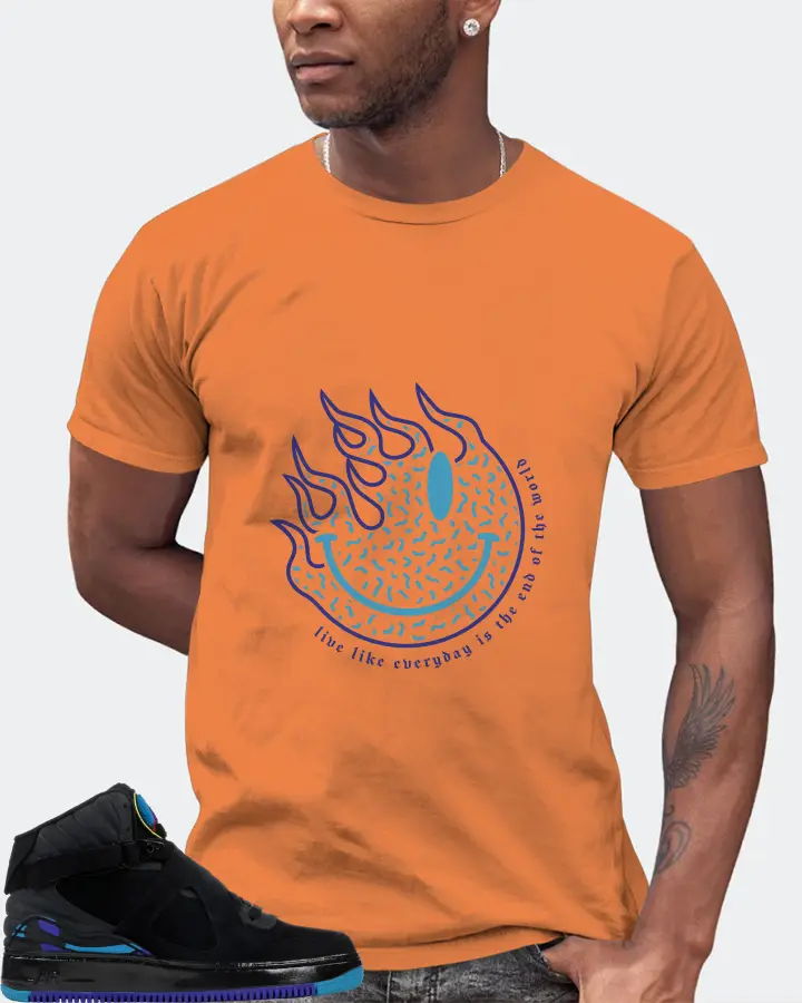 Jordan AJF 8 Sneaker Matching Burnt Orange T-Shirt (Keep Smiling) - View 2