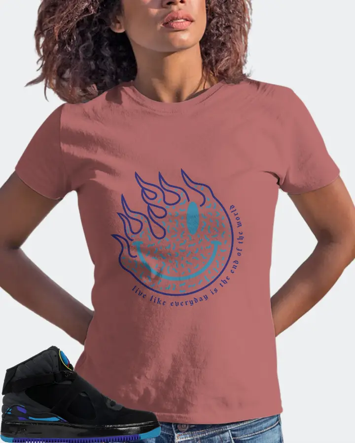 Jordan AJF 8 Sneaker Matching Mauve T-Shirt (Keep Smiling) - View 3