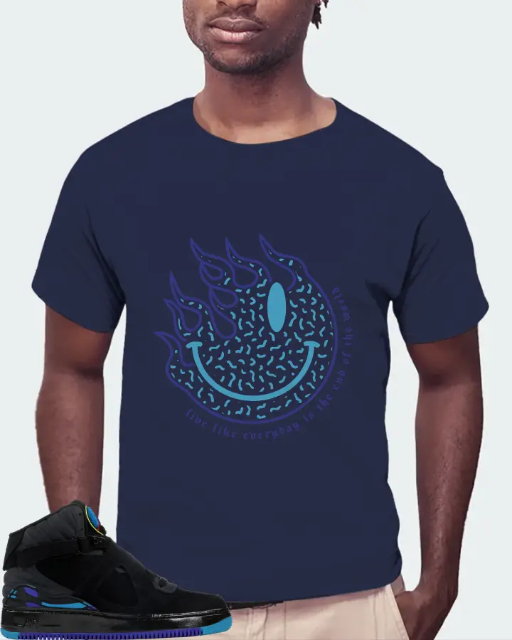 Jordan AJF 8 Sneaker Matching Navy Gildan T-Shirt (Keep Smiling) - View 4