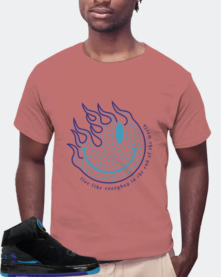 Jordan AJF 8 Sneaker Matching Mauve T-Shirt (Keep Smiling) - View 4