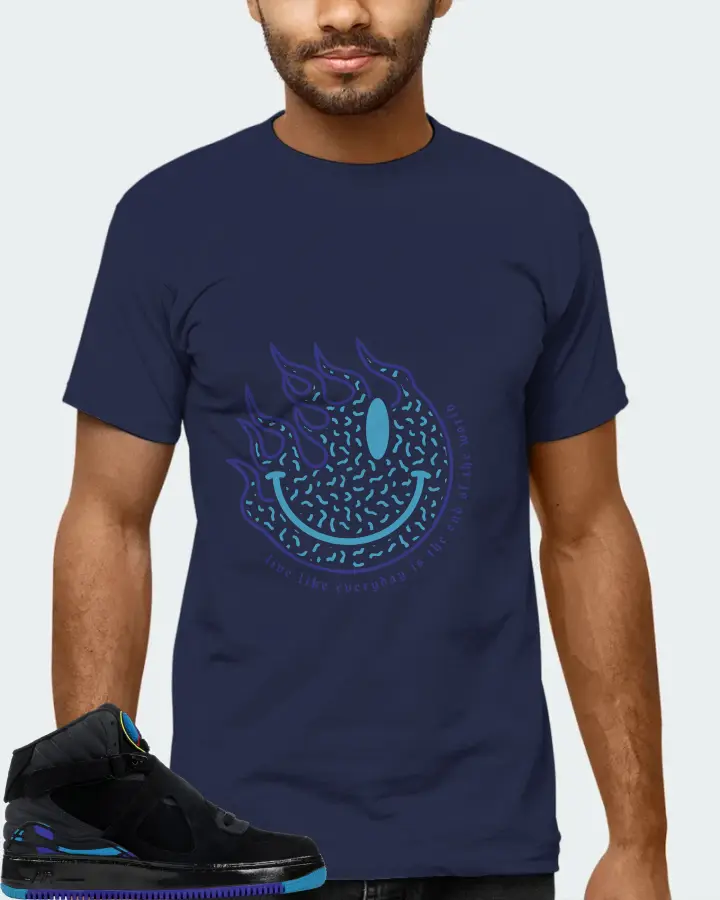 Jordan AJF 8 Sneaker Matching Navy Gildan T-Shirt (Keep Smiling) - View 6