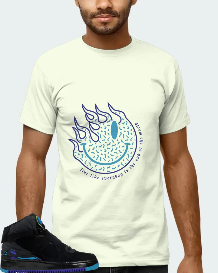 Jordan AJF 8 Sneaker Matching Citron Gildan T-Shirt (Keep Smiling) - View 6