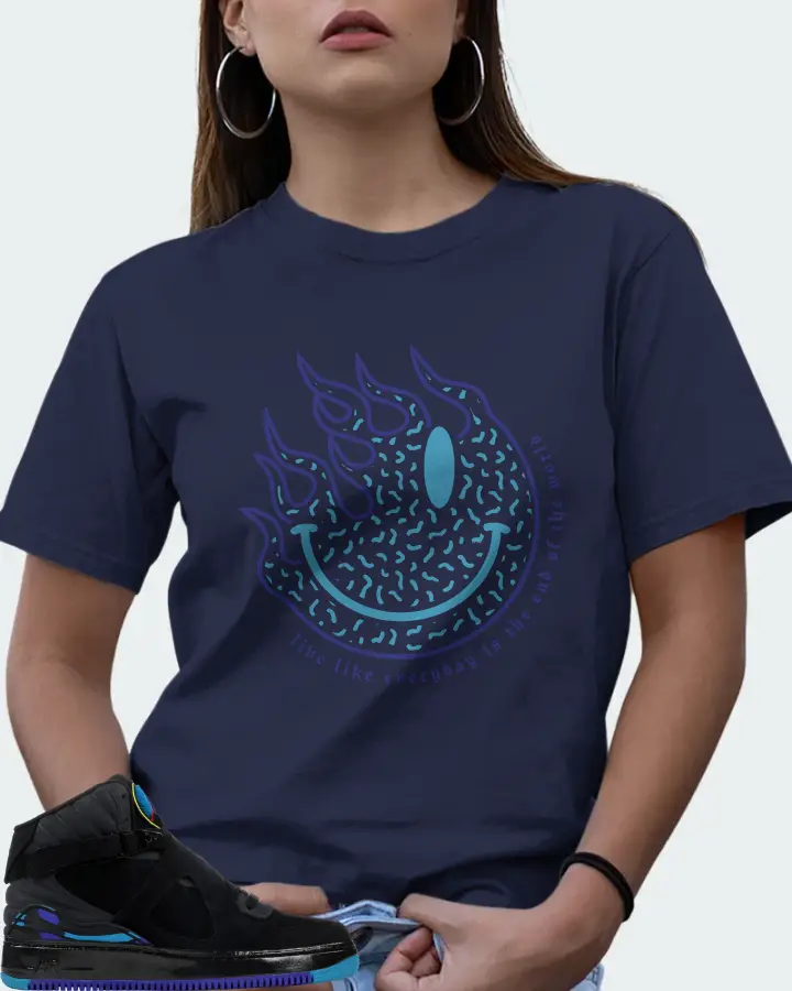 Jordan AJF 8 Sneaker Matching Navy Gildan T-Shirt (Keep Smiling) - View 7