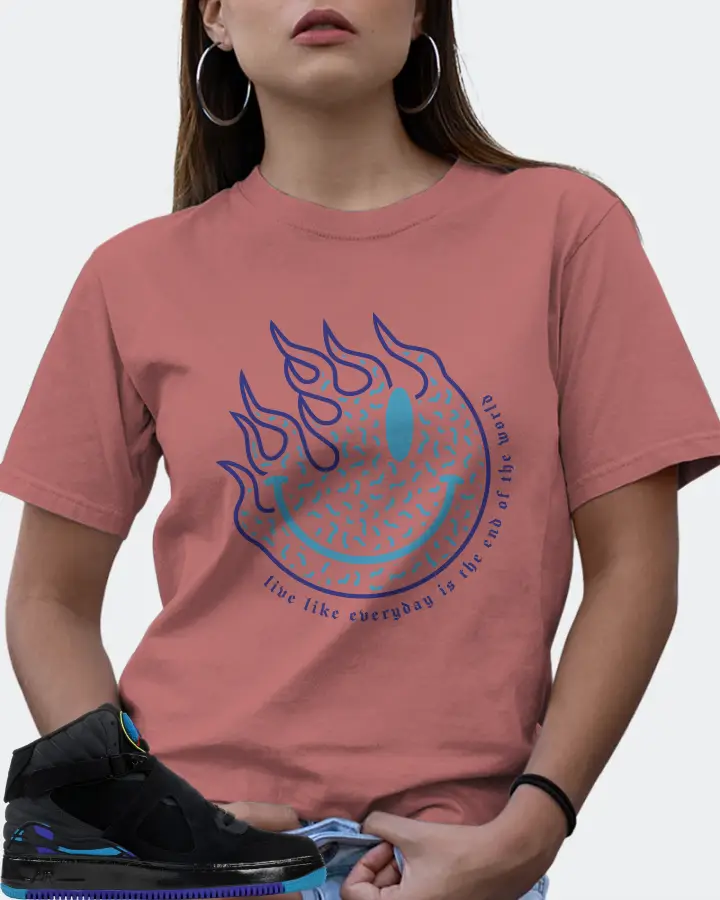 Jordan AJF 8 Sneaker Matching Mauve T-Shirt (Keep Smiling) - View 7