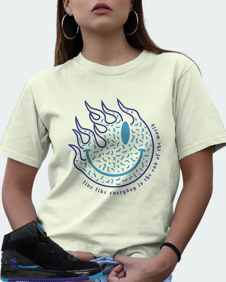 Jordan AJF 8 Sneaker Matching Citron Gildan T-Shirt (Keep Smiling) - View 7