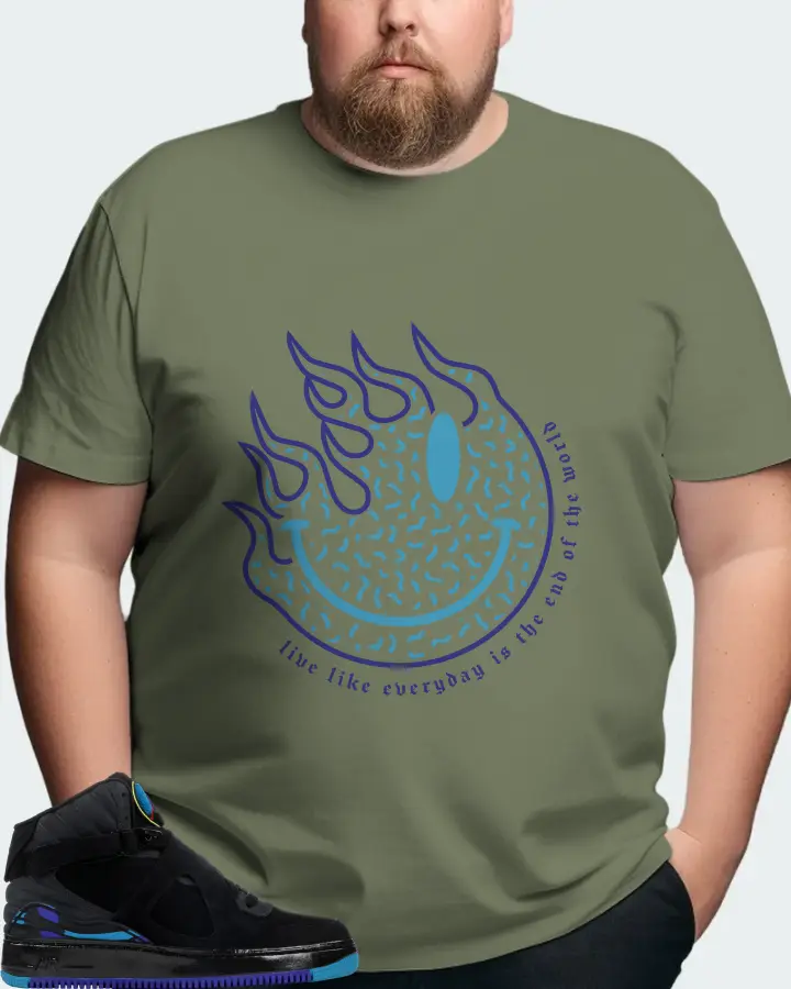 Jordan AJF 8 Sneaker Matching Olive Gildan T-Shirt (Keep Smiling) - View 8