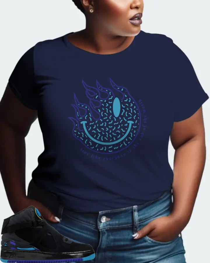 Jordan AJF 8 Sneaker Matching Navy Gildan T-Shirt (Keep Smiling) - View 9