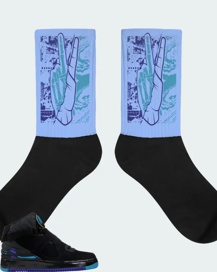 Jordan AJF 8 Sneaker Matching Carolina Blue Socks - Peace of mind