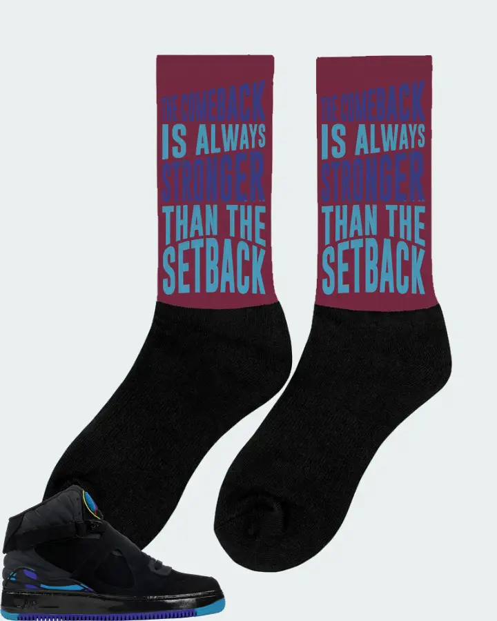 Jordan AJF 8 Sneaker Matching Maroon Socks (The Comeback) - View 3
