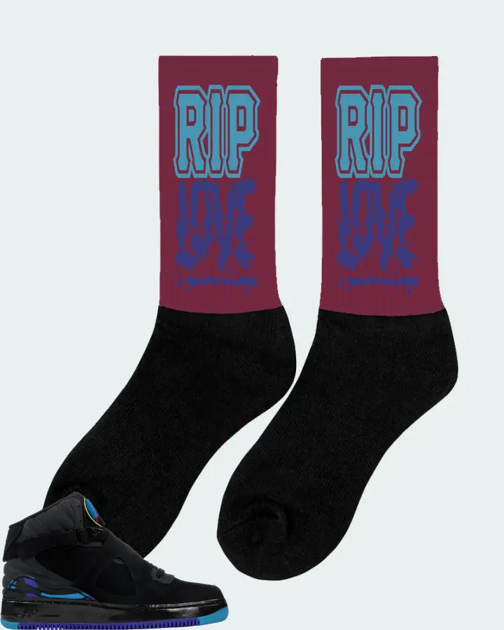 Jordan AJF 8 Sneaker Matching Maroon Socks (RIP Love) - View 3