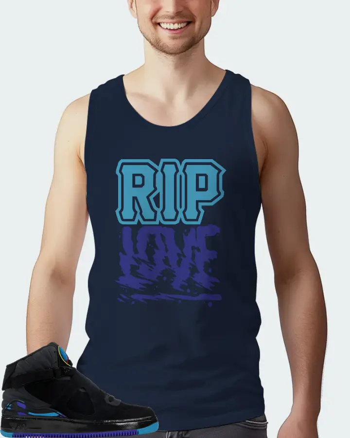 Jordan AJF 8 Sneaker Matching Navy Tank Top (RIP Love) - View 4