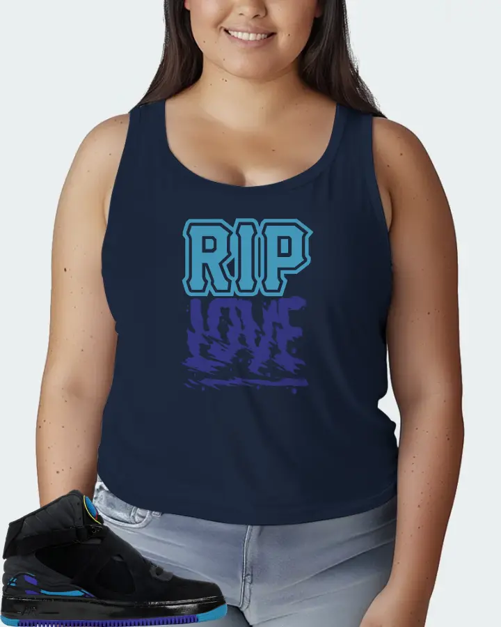 Jordan AJF 8 Sneaker Matching Navy Tank Top (RIP Love) - View 7