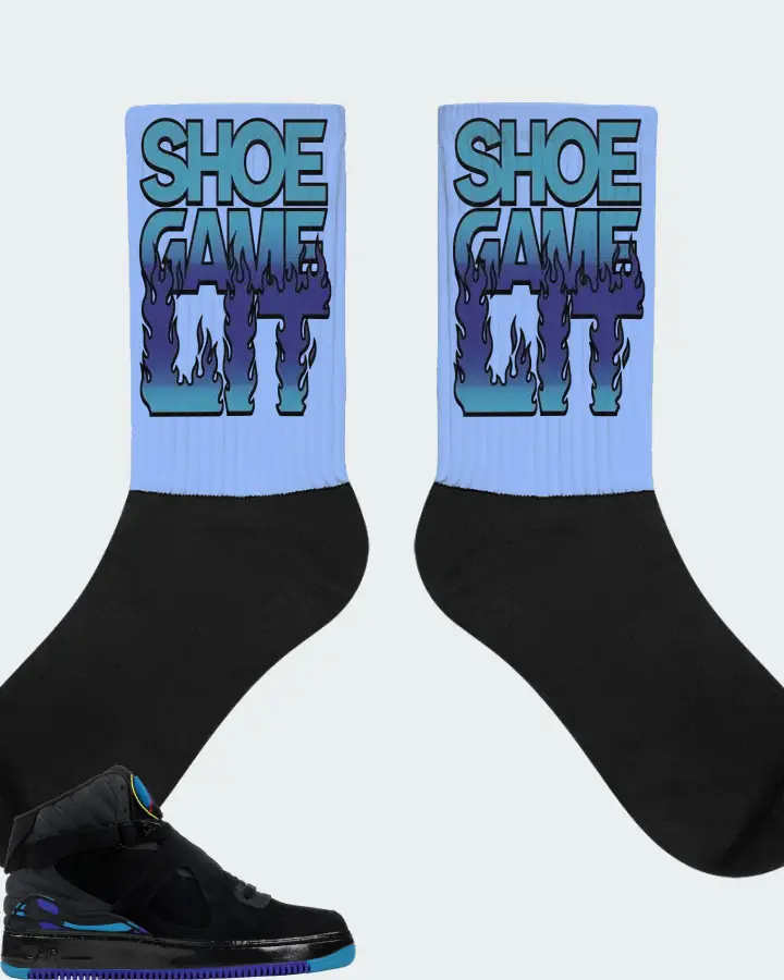 Jordan AJF 8 Sneaker Matching Carolina Blue Socks - Shoe Game Lit Refreshed