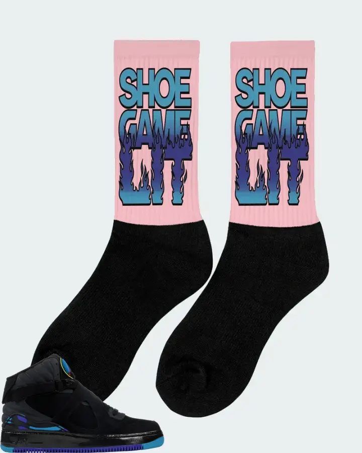 Jordan AJF 8 Sneaker Matching Pink Socks (Shoe Game Lit Refreshed) - View 3