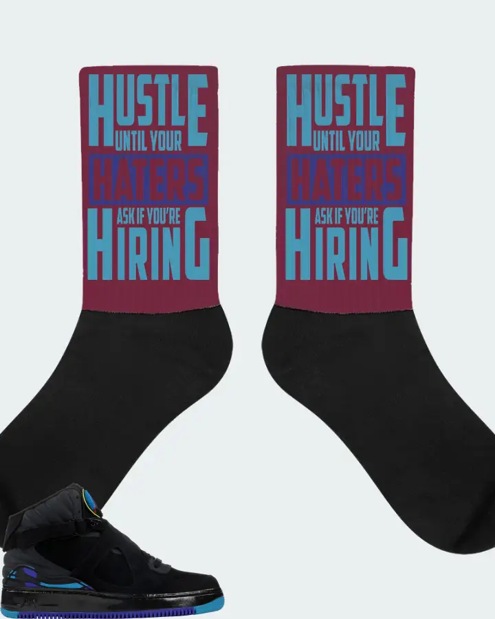 Jordan AJF 8 Sneaker Matching Maroon Socks - HUSTLE UNTIL YOUR HATERS