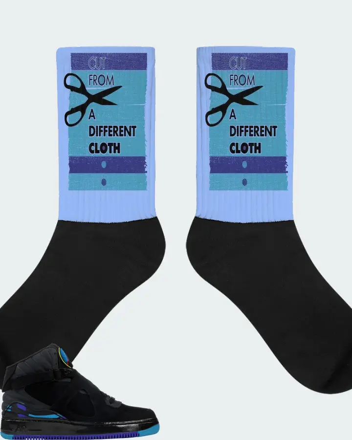 Jordan AJF 8 Sneaker Matching Carolina Blue Socks - Cut From a Different Cloth