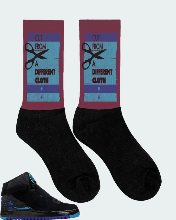 Jordan AJF 8 Sneaker Matching Maroon Socks (Cut From a Different Cloth) - View 2