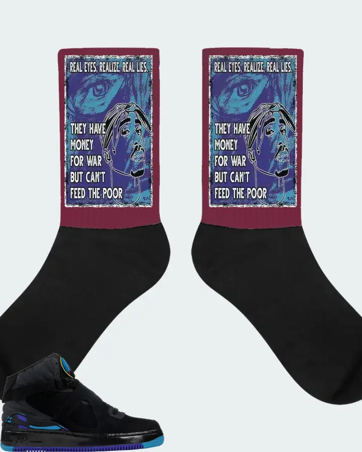 Jordan AJF 8 Sneaker Matching Maroon Socks - TUPAC Real Eyes Realize Real Lies
