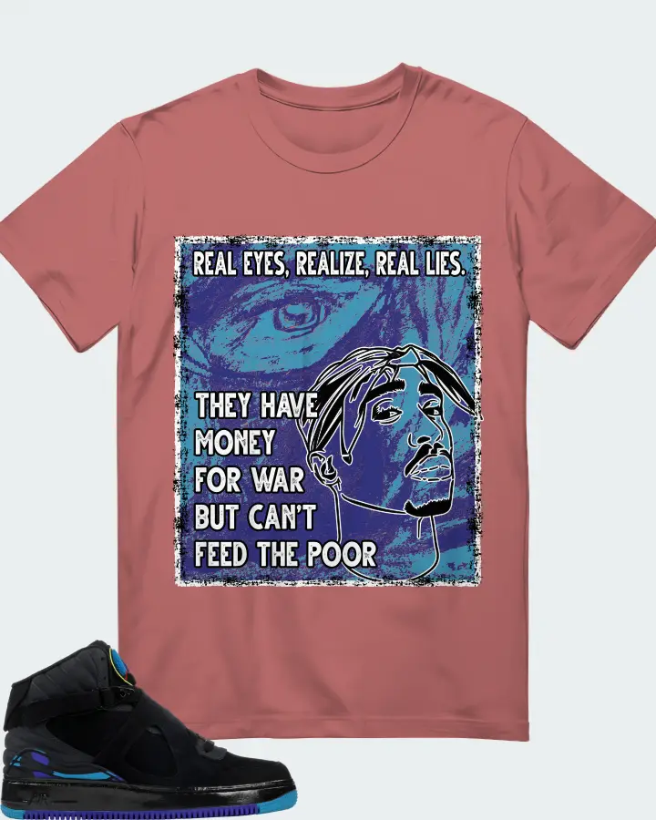 Jordan AJF 8 Sneaker Matching Mauve T-Shirt - TUPAC Real Eyes Realize Real Lies