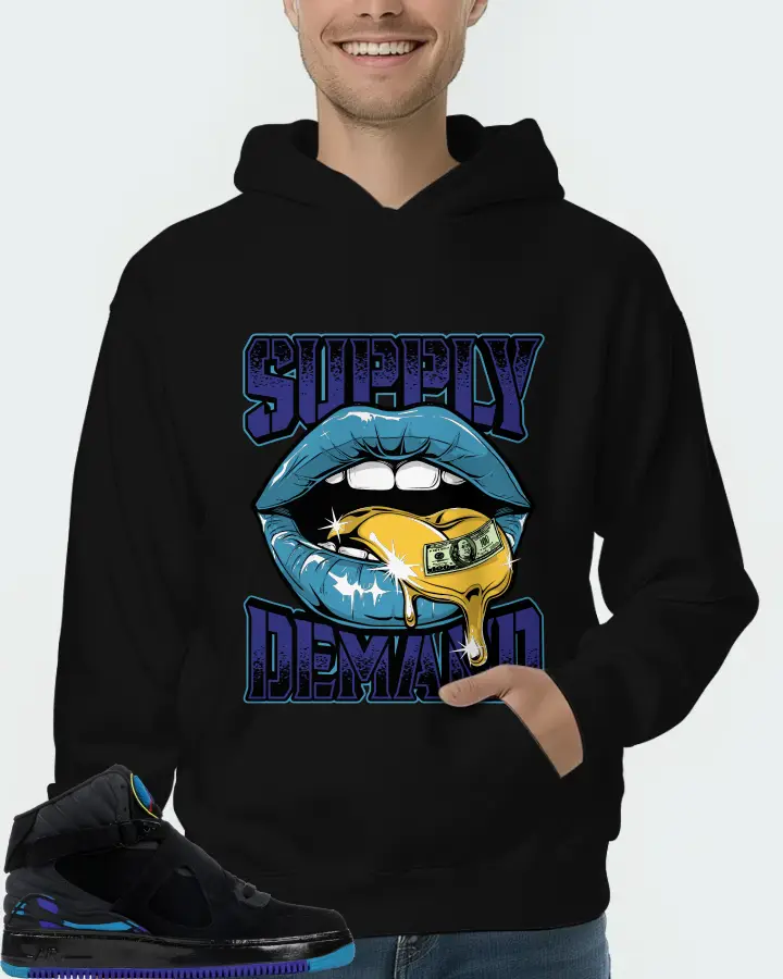 Jordan AJF 8 Sneaker Matching Black Hoodie (Supply Demand) - View 4