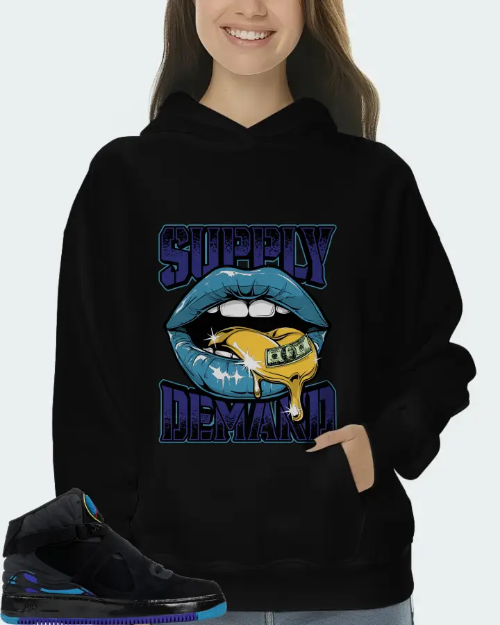 Jordan AJF 8 Sneaker Matching Black Hoodie (Supply Demand) - View 5