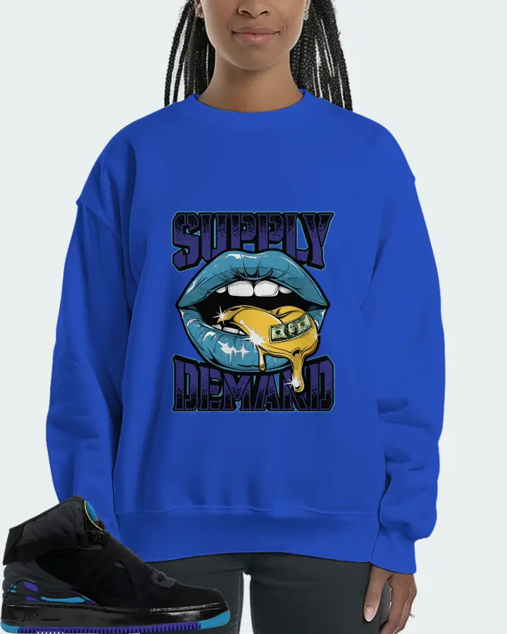 Jordan AJF 8 Sneaker Matching Royal Blue Sweatshirt (Supply Demand) - View 3