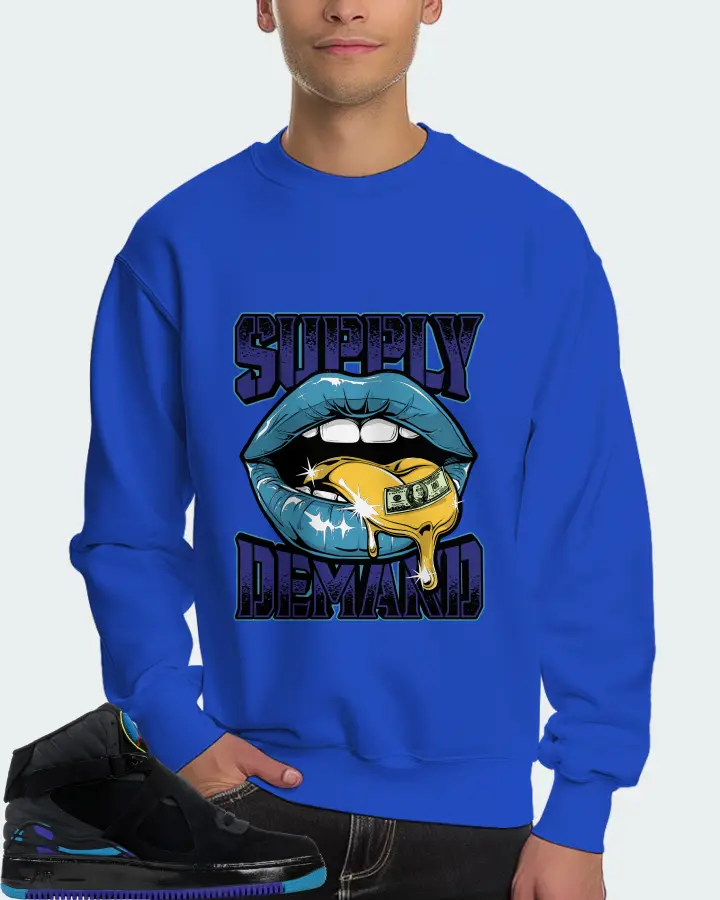 Jordan AJF 8 Sneaker Matching Royal Blue Sweatshirt (Supply Demand) - View 4