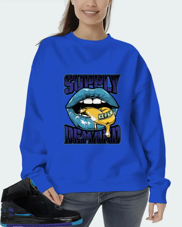Jordan AJF 8 Sneaker Matching Royal Blue Sweatshirt (Supply Demand) - View 5