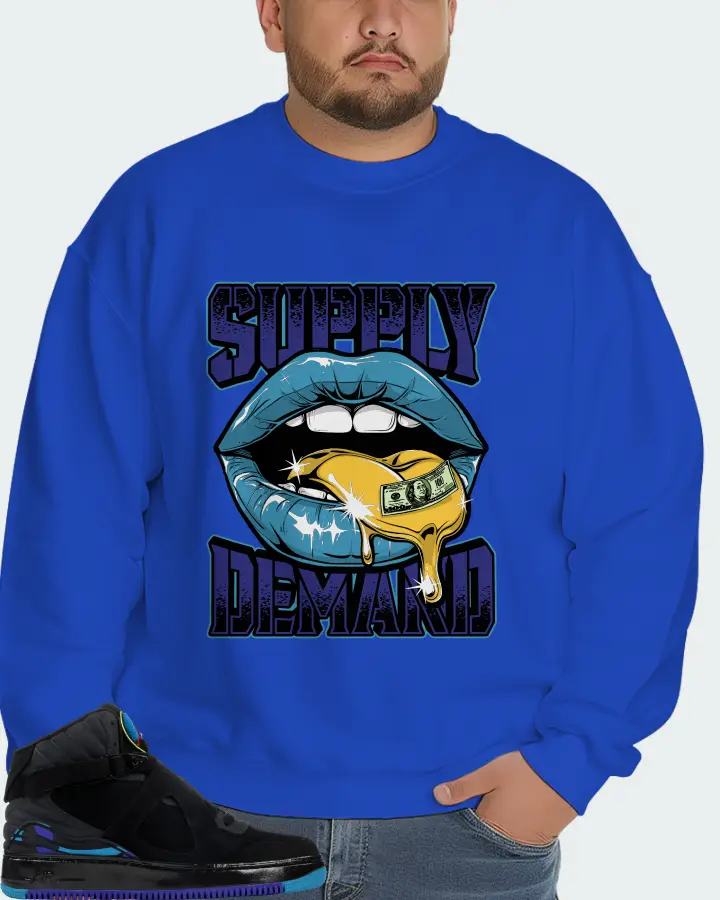 Jordan AJF 8 Sneaker Matching Royal Blue Sweatshirt (Supply Demand) - View 6