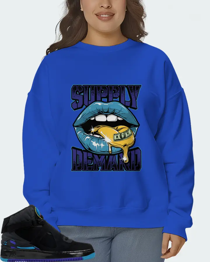 Jordan AJF 8 Sneaker Matching Royal Blue Sweatshirt (Supply Demand) - View 7