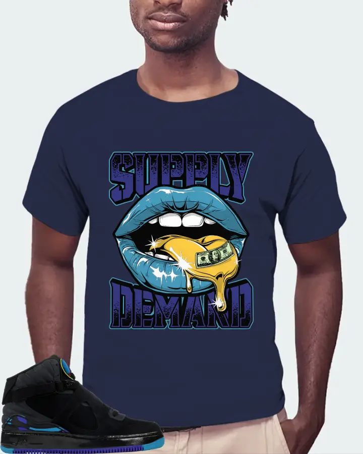 Jordan AJF 8 Sneaker Matching Navy T-Shirt (Supply Demand) - View 4