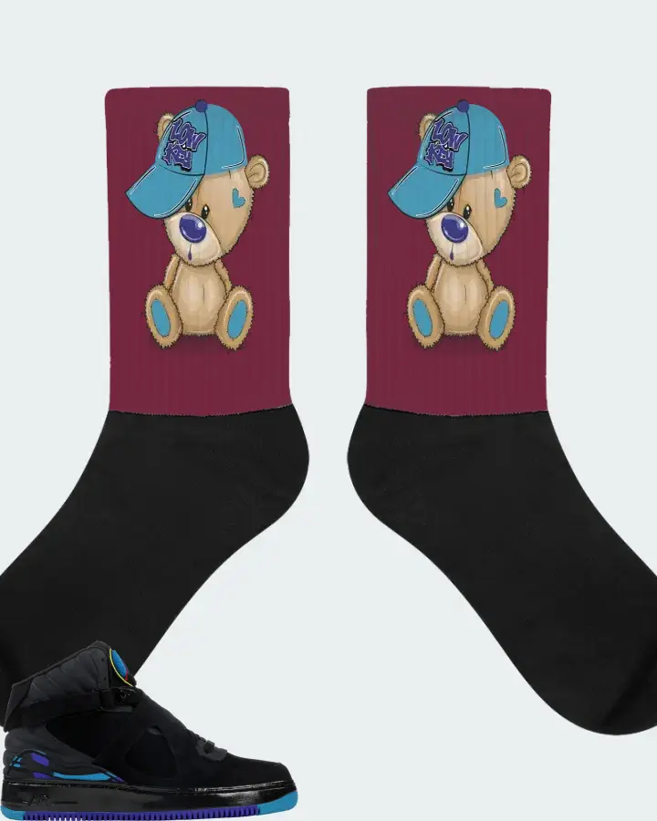 Jordan AJF 8 Sneaker Matching Maroon Socks - LOW KEY BEAR