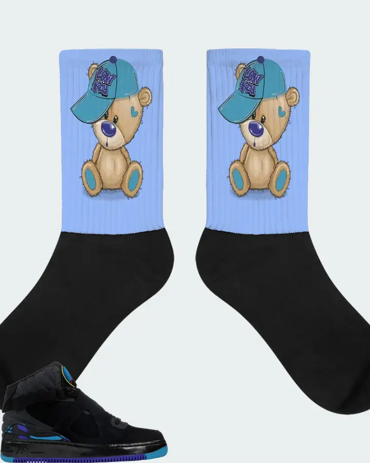 Jordan AJF 8 Sneaker Matching Carolina Blue Socks - LOW KEY BEAR