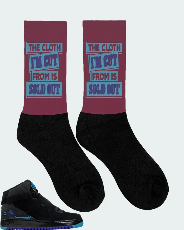 Jordan AJF 8 Sneaker Matching Maroon Socks (The Cloth I'm Cut From Refreshed) - View 2