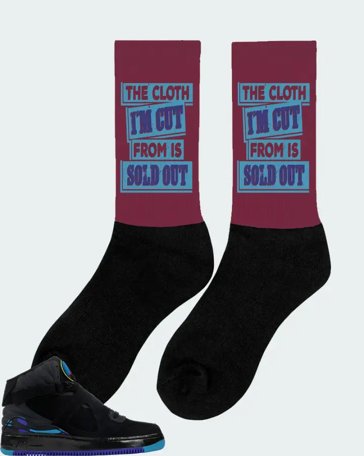 Jordan AJF 8 Sneaker Matching Maroon Socks (The Cloth I'm Cut From Refreshed) - View 3