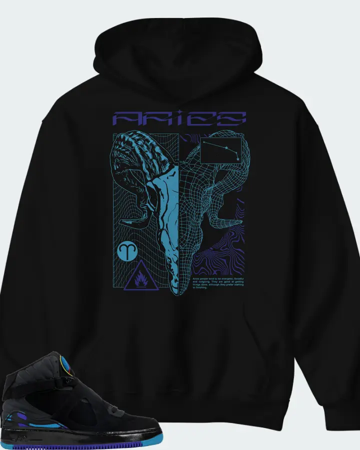 Jordan AJF 8 Sneaker Matching Black Hoodie (ARIES) - View 1