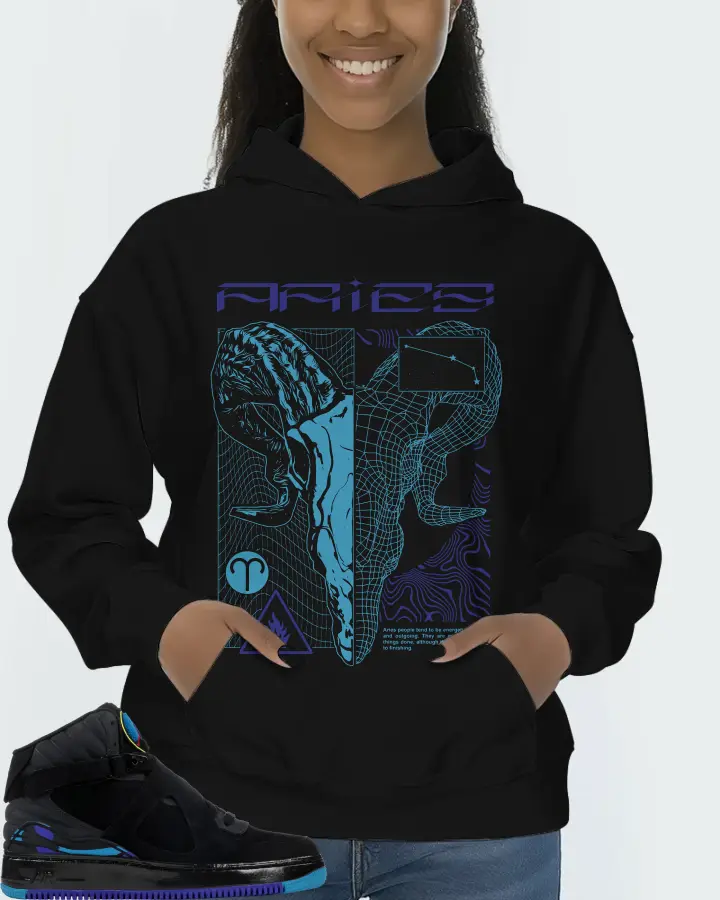Jordan AJF 8 Sneaker Matching Black Hoodie (ARIES) - View 3